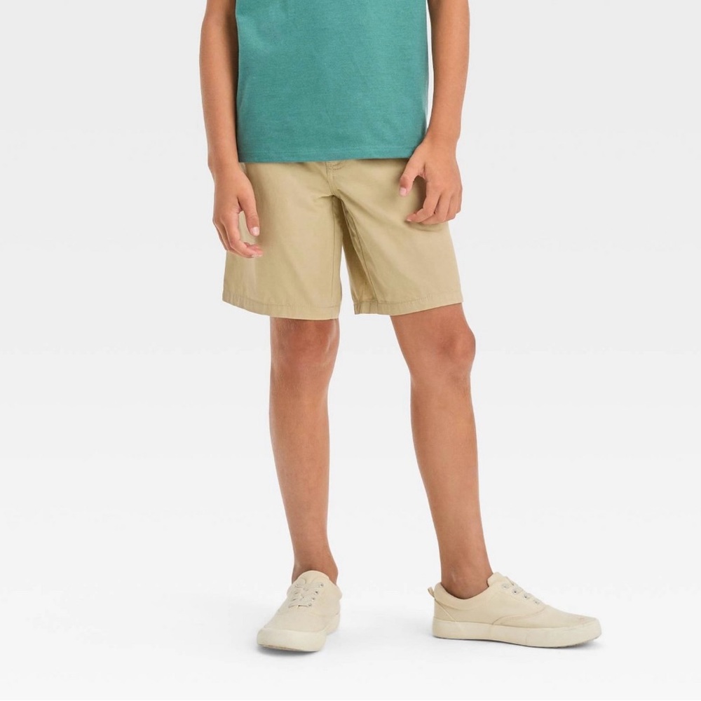 Boys CAT & JACK Flat Front Khaki Beige Chino Shorts- Size 14